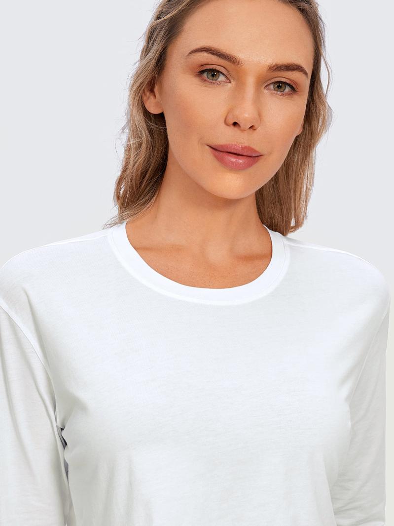 Tops | Womens  Cotton Cashmere Long Sleeve Tee Tees & Tanks Tees & Tanks